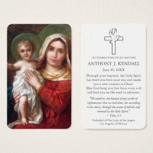 Cartes De Visite Prière du baptême   Madonna et son enfant