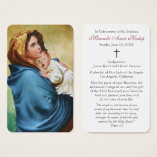 Cartes De Visite Prière du baptême Madonnina
