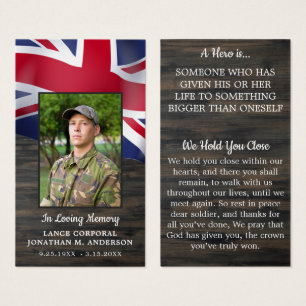 Cartes De Visite Prière du soldat abattu du Mémorial militaire brit