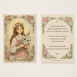 Cartes De Visite Prière florale de Sainte Maria Goretti religieuse