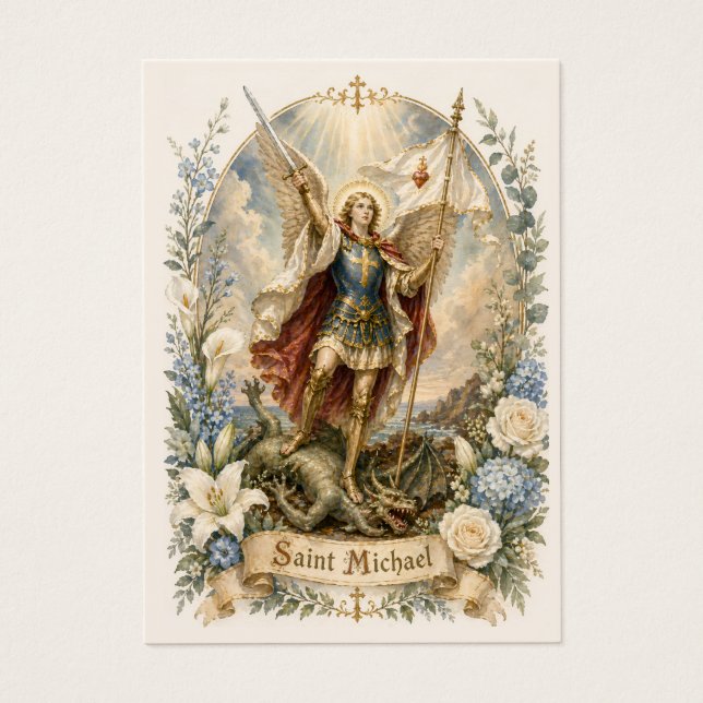 Cartes De Visite Prière funèbre catholique de Saint Michel (Devant)