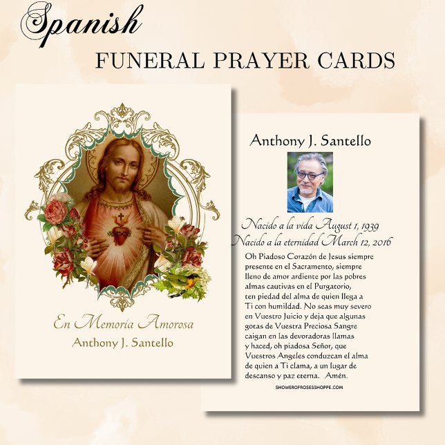 Cartes De Visite Prière funèbre catholique espagnole de souvenir de (Créateur téléchargé)