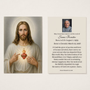 Cartes De Visite Prière funèbre catholique Jésus de Sacré-Cœur