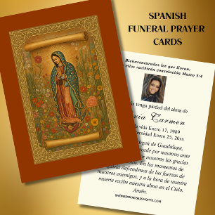 Cartes De Visite Prière funèbre espagnole de Notre-Dame de Guadalup