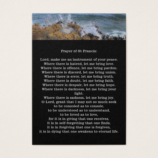 Cartes De Visite Prière funèbre / mémorial de Saint François (Devant)
