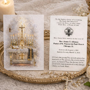 Cartes De Visite Prière funèbre mémorielle de prêtre catholique