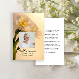 Cartes De Visite Prière funéraire blanche double jonquille