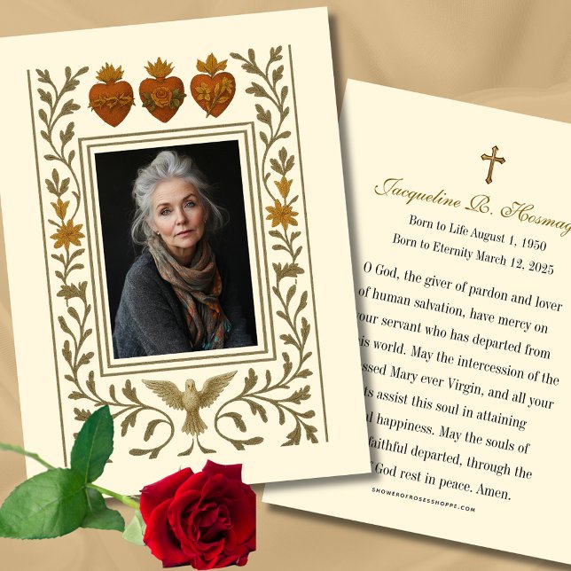 Cartes De Visite Prière funéraire catholique des trois coeurs (Créateur téléchargé)