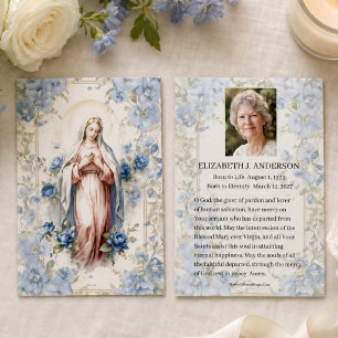 Cartes De Visite Prière funéraire catholique Vierge Marie Mémorial