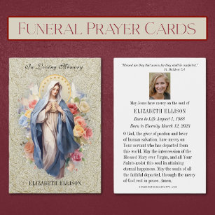 Cartes De Visite Prière funéraire catholique Vierge Marie Sainte