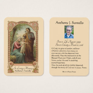 Cartes De Visite Prière funéraire de la Sainte Famille catholique