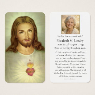 Cartes De Visite Prière funéraire du Sacré-Cœur Catholique de Remem