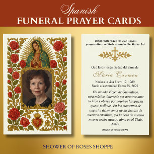 Cartes De Visite Prière funéraire espagnole Notre-Dame de Guadalupe