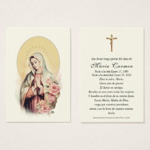 Cartes De Visite Prière funéraire religieuse Vierge Marie