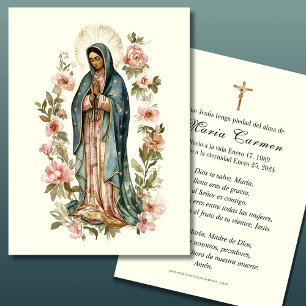 Cartes De Visite Prière funéraire religieuse Vierge Marie
