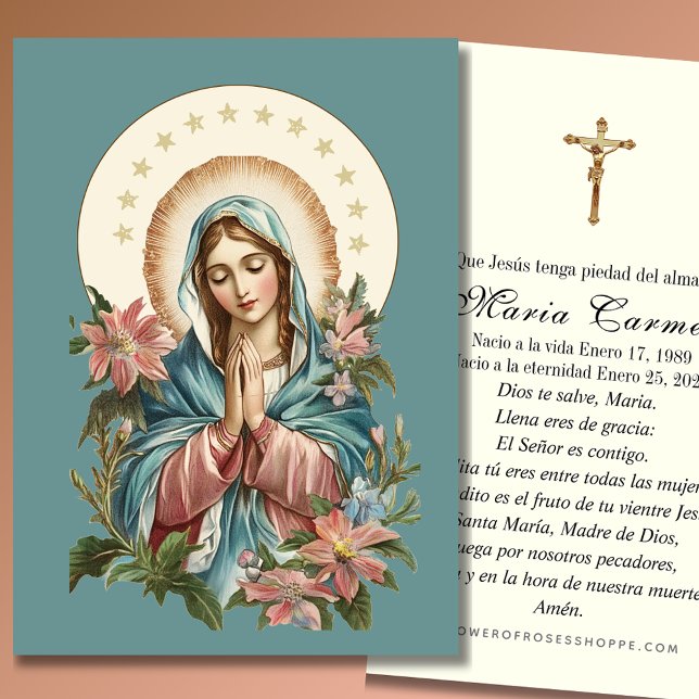 Cartes De Visite Prière funéraire religieuse Vierge Marie (Créateur téléchargé)