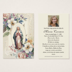 Cartes De Visite Prière funéraire religieuse Vierge Marie