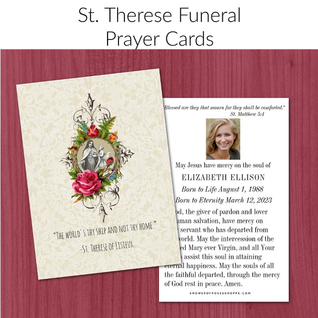 Cartes De Visite Prière funéraire St Therese (Créateur téléchargé)