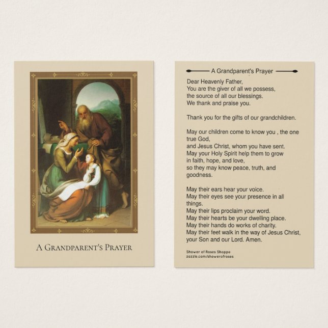 Cartes De Visite Prière grand-parent Anne Joachim Mary (Devant & derrière)