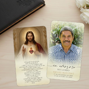 Cartes De Visite Prière mémorielle catholique espagnole du Sacré-Cœ