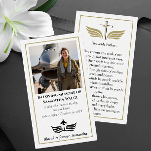 Cartes De Visite Prière photo de funérailles pour pilote de l'aviat