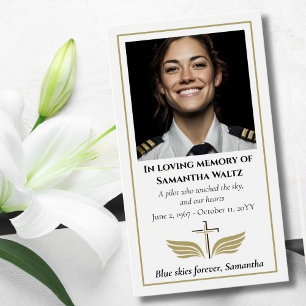 Cartes De Visite Prière photo de funérailles pour pilote de l'aviat