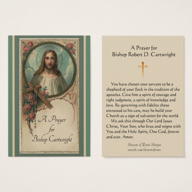 Cartes De Visite Prière pour un évêque catholique (Devant & derrière)