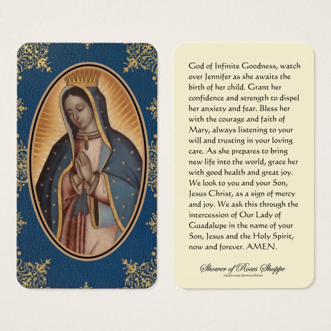 Cartes De Visite Prière religieuse de grossesse Guadalupe catholiqu (Devant & derrière)