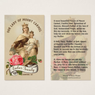 Cartes De Visite Prière religieuse scapulaire du Mont Carmel Jesus
