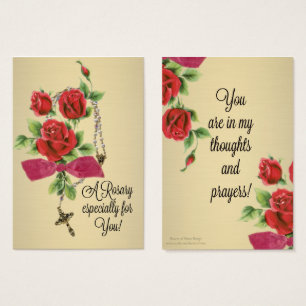 Cartes De Visite Prière rose rouge de crucifix de roses de chapele