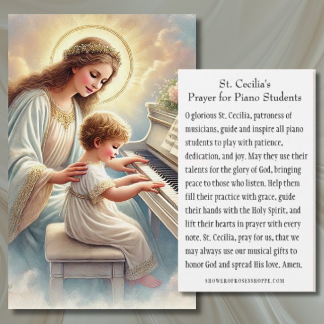 Cartes De Visite Prière St. Cecilia pour les étudiants en piano (Créateur téléchargé)