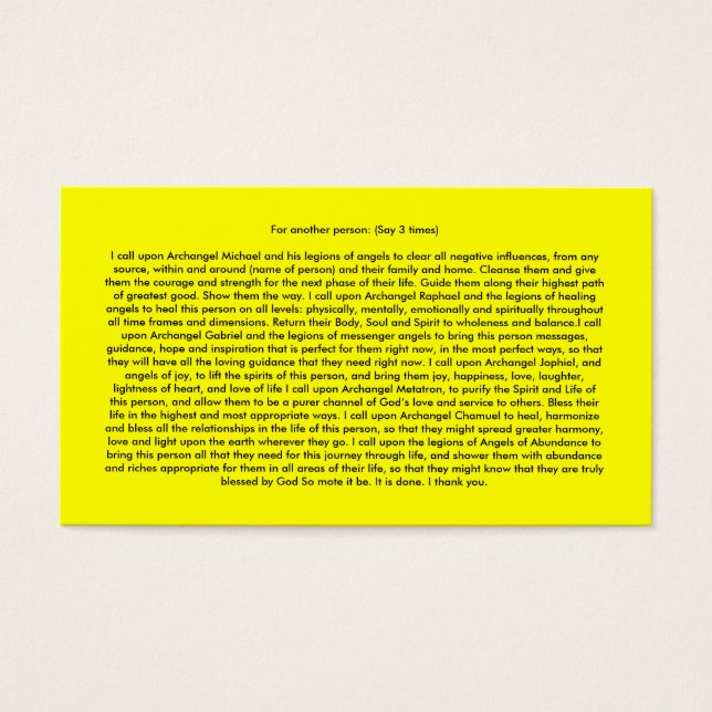 Cartes De Visite Prières Angel (Devant)