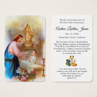 Cartes De Visite Prières de la première communion | Boy Communion 4