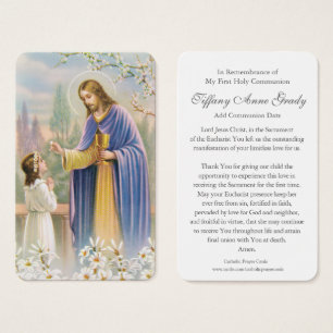 Cartes De Visite Prières de la première communion   Fille communion