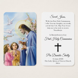 Cartes De Visite Prières de la première communion | Fille communion