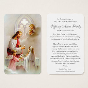 Cartes De Visite Prières de la première communion   Fille communion