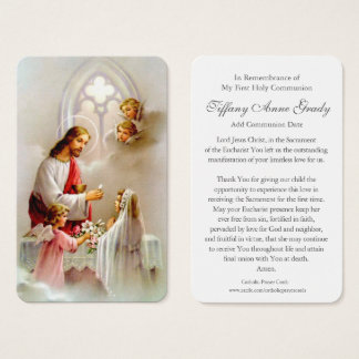 Cartes De Visite Prières de la première communion | Fille communion