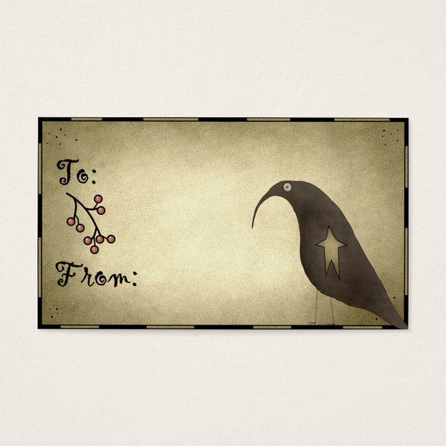 Cartes De Visite Primitive Crow Design 1 - Étiquettes cadeaux de va (Devant)