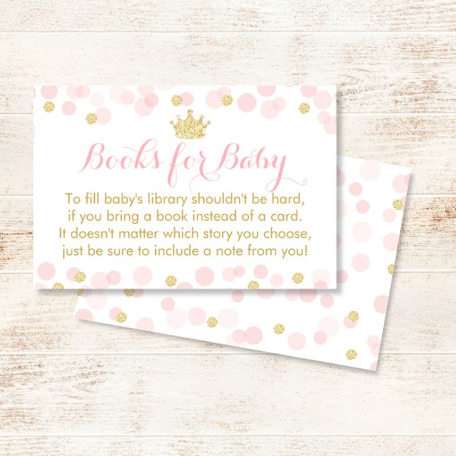 Cartes De Visite Princess Pink and Gold Baby showers Livres pour bé (Créateur téléchargé)