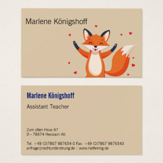 Cartes De Visite Professeur assistant Retro Fox