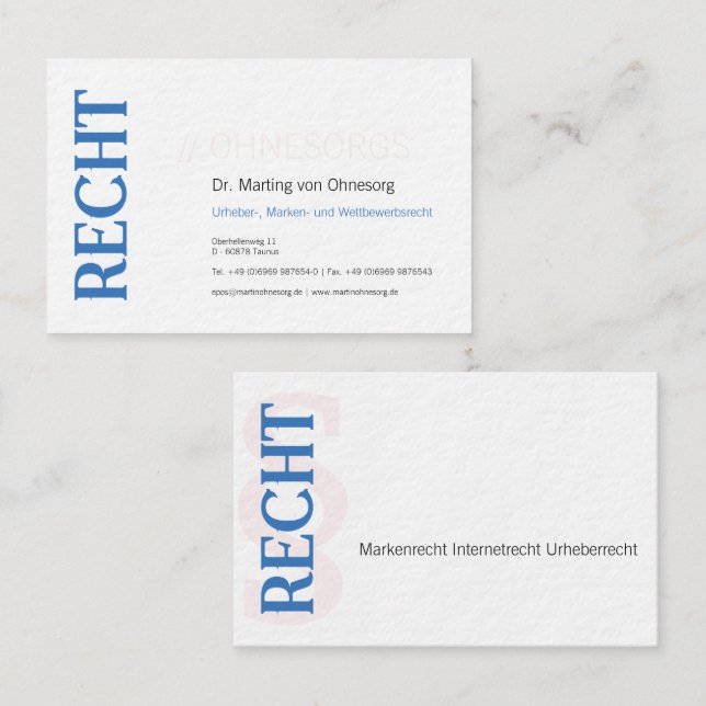 Cartes de visite professionnelles bleu et blanc (Devant / Derrière)