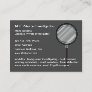 Cartes de visite professionnelles d'enquêteur priv