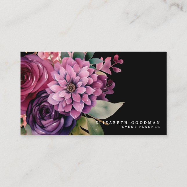 Cartes de visite professionnelles noires à motif f (Devant)