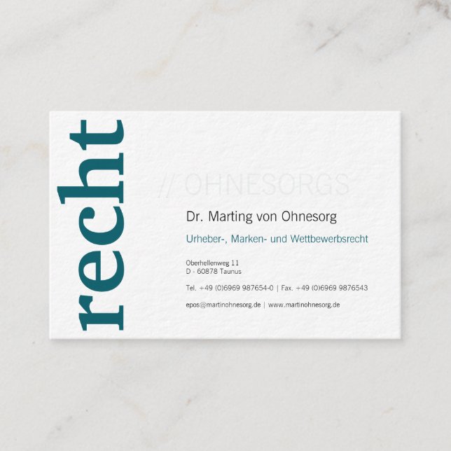 Cartes de visite professionnelles pour avocat bleu (Devant)