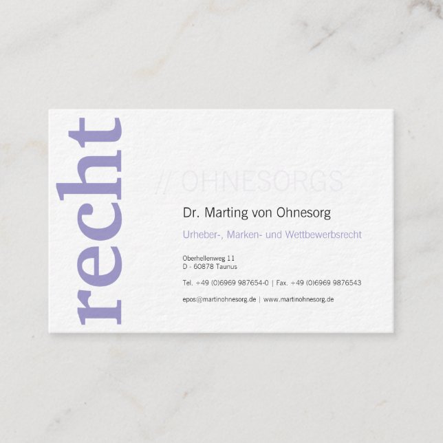 Cartes de visite professionnelles pour avocat viol (Devant)
