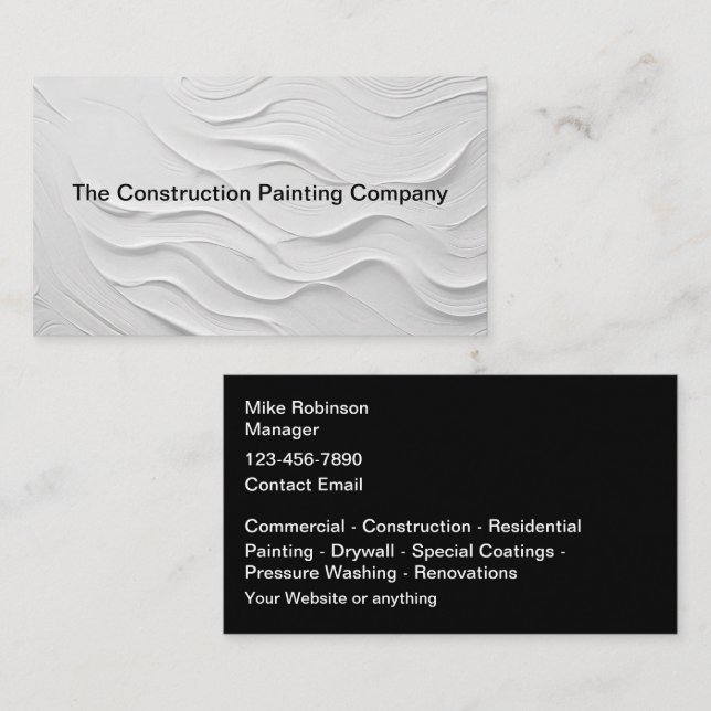 Cartes de visite professionnelles pour la peinture (Devant / Derrière)