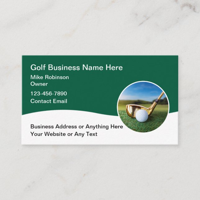 Cartes de visite professionnelles thème golf éléga (Devant)