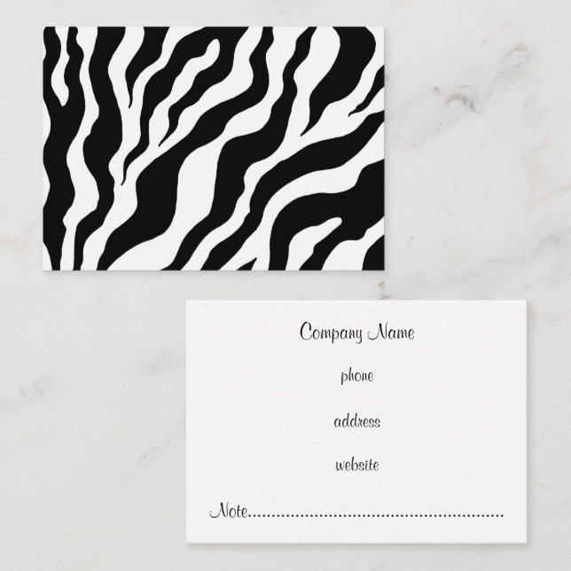 Cartes de visite professionnelles Zèbre Gras (Devant / Derrière)