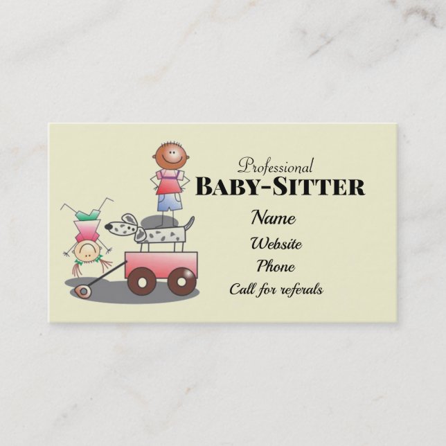 Cartes de visite professionnels de baby-sitter (Devant)
