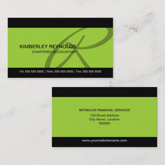 Cartes de visite professionnels de monogramme (Devant / Derrière)
